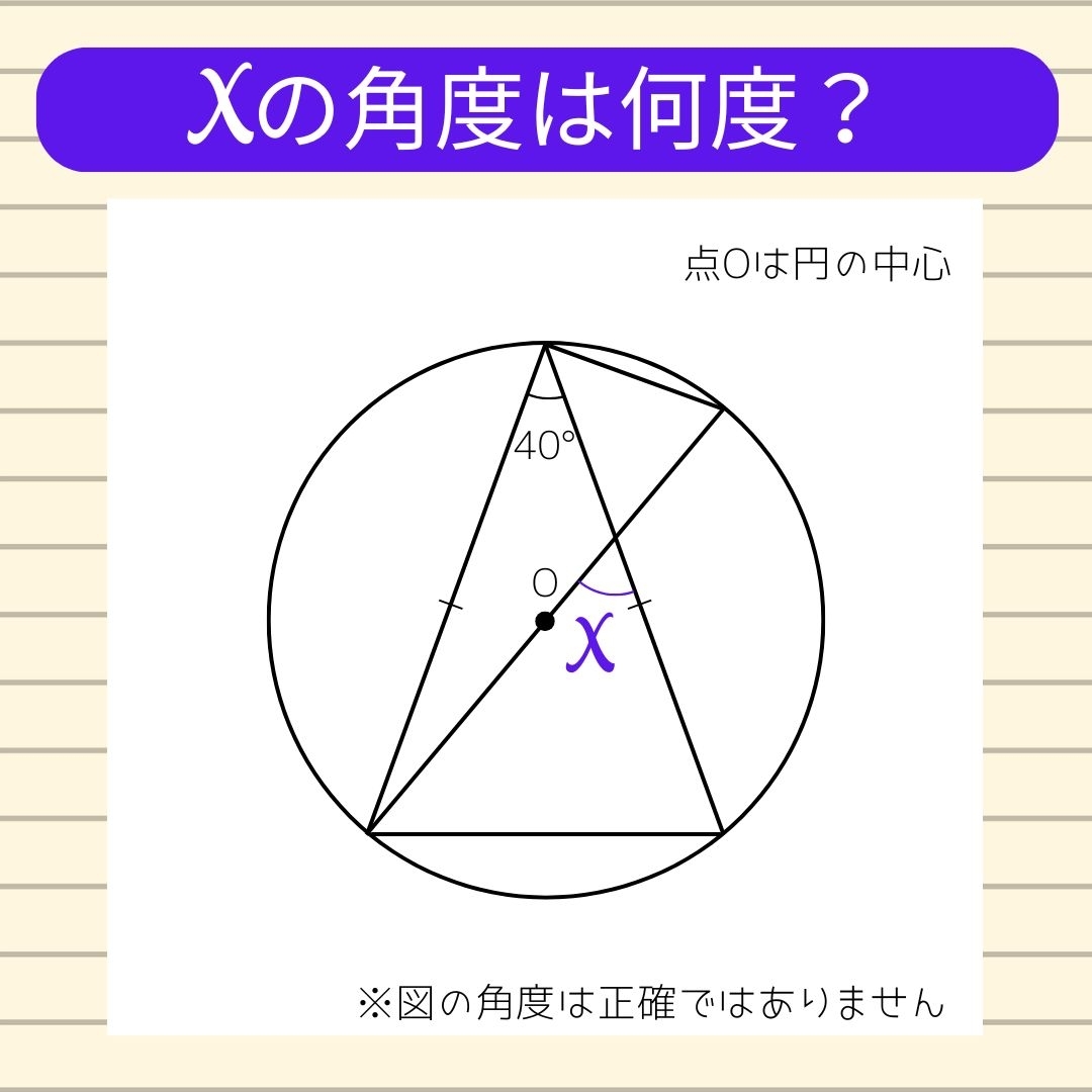 【角度当てクイズ Vol.1756】xの角度は何度？