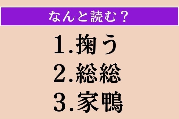 【難読漢字】「掬う」「総総」「家鴨」読める？