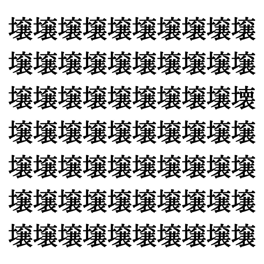 【漢字探しクイズ Vol.271】ずらっと並んだ「壌」の中にまぎれた別の漢字一文字は？