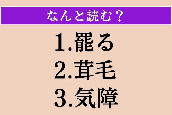 【難読漢字】「罷る」「茸毛」「気障」読める？