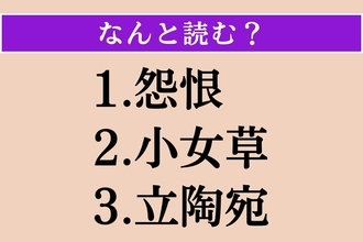 【難読漢字】「怨恨」「小女草」「立陶宛」読める？