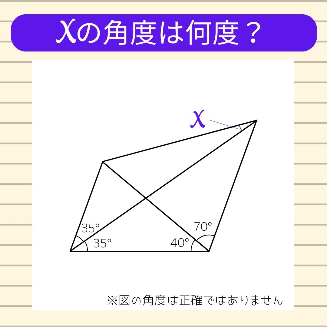 【角度当てクイズ Vol.801】xの角度は何度？