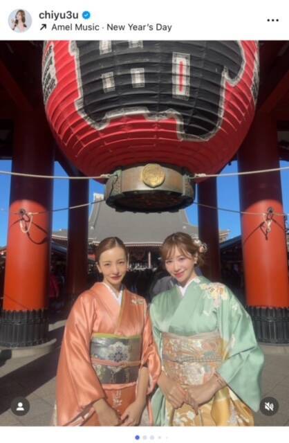 河西智美、板野友美と新年の浅草寺で着物姿の初詣を満喫 「奇跡起きまくり」のおみくじ結果も