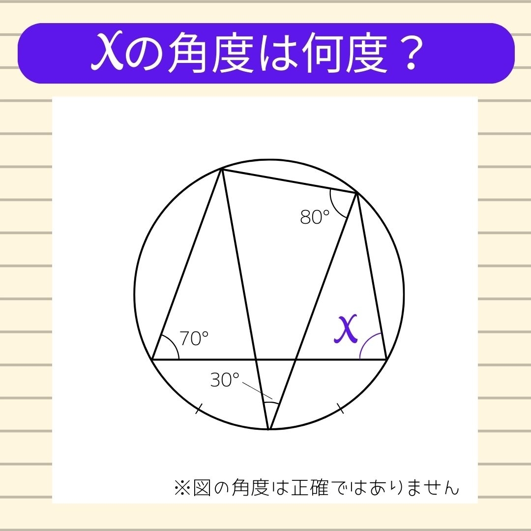 【角度当てクイズ Vol.608】xの角度は何度？