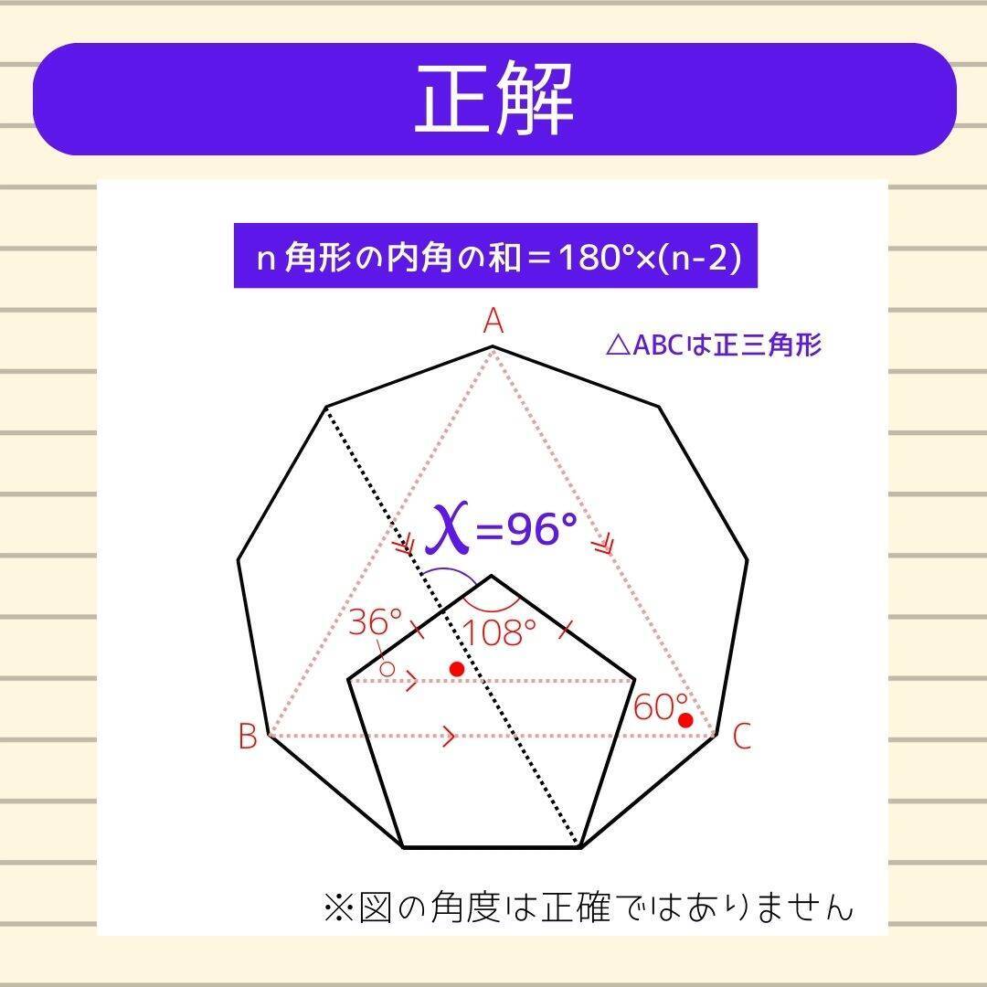 【角度当てクイズ Vol.1996】xの角度は何度？