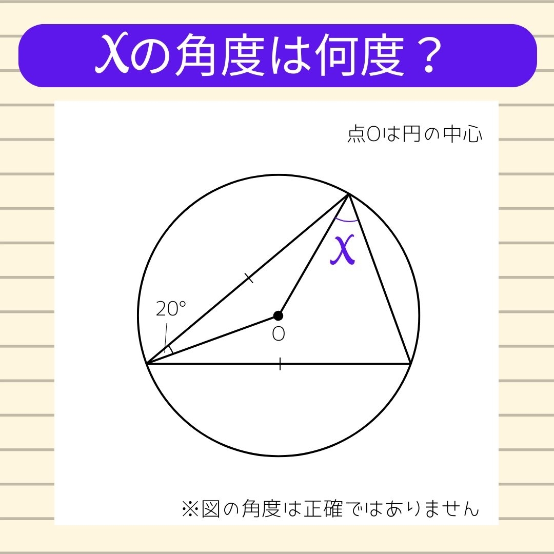 【角度当てクイズ Vol.1608】xの角度は何度？