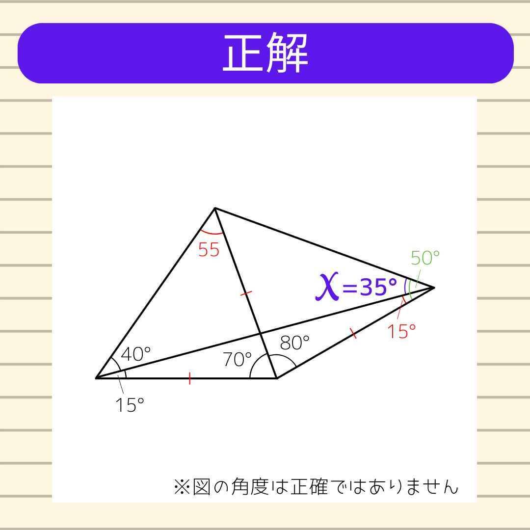 【角度当てクイズ Vol.2368】xの角度は何度？