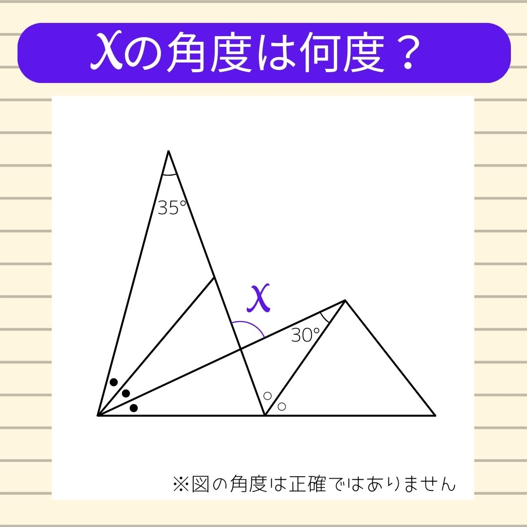 【角度当てクイズ Vol.2180】xの角度は何度？