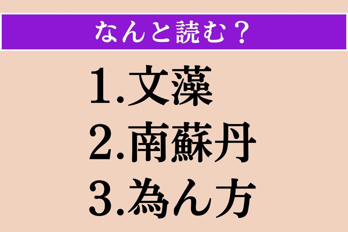 【難読漢字】「文藻」「南蘇丹」「為ん方」読める？