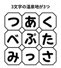 【単語パズル Vol.28】3文字の温泉地を3つ見つけて！