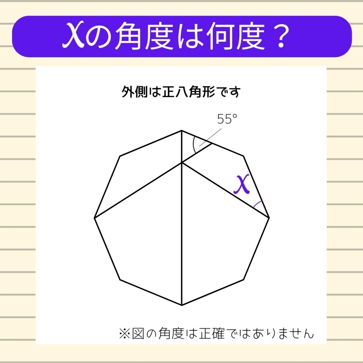【角度当てクイズ Vol.946】xの角度は何度？
