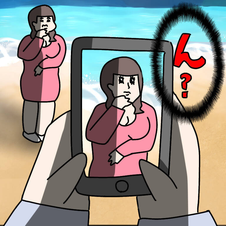 【漫画】写真が好きらしいヤバ美　海を背景に撮ってあげることに【非常識な女がウチにきた Vol.17】