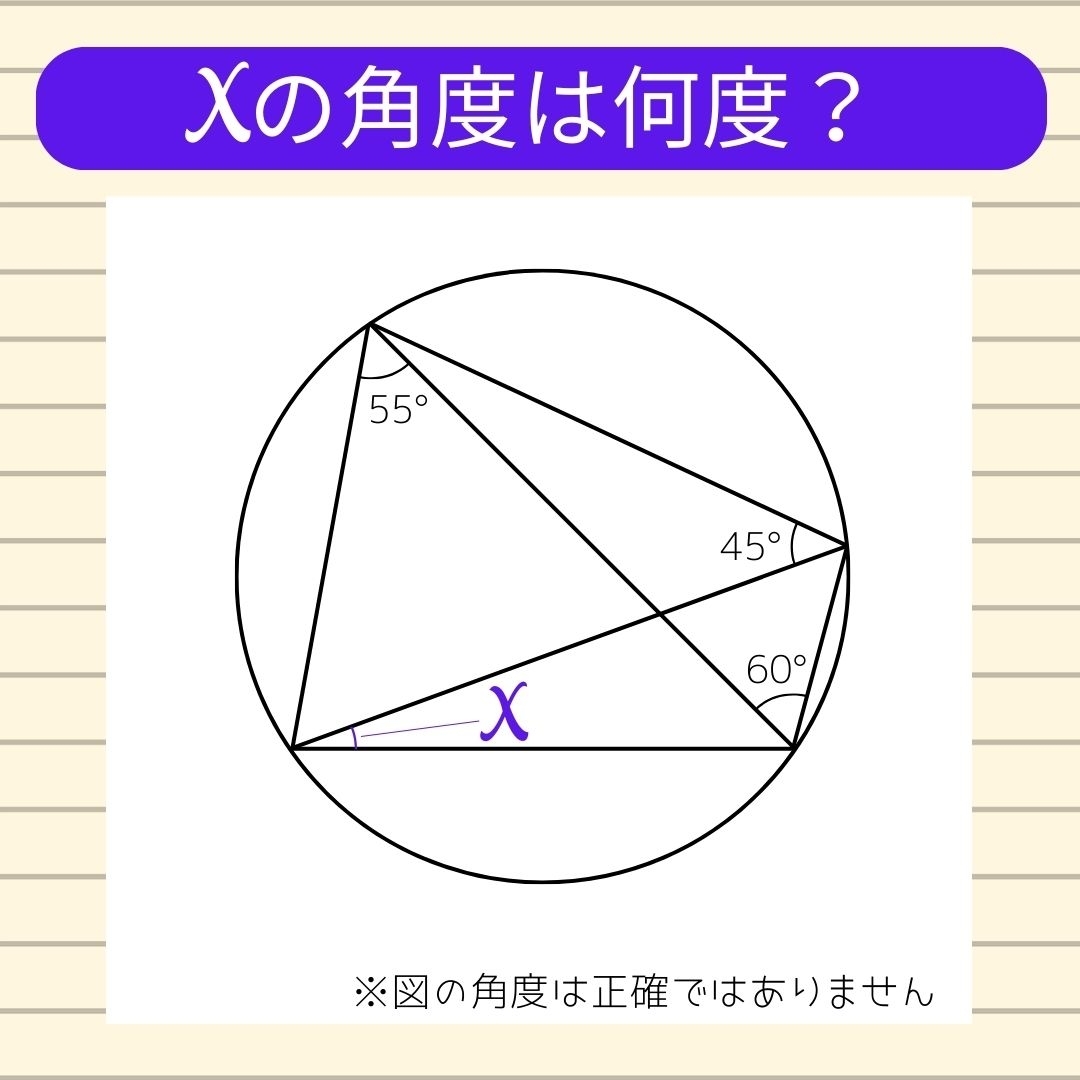 【角度当てクイズ Vol.631】xの角度は何度？
