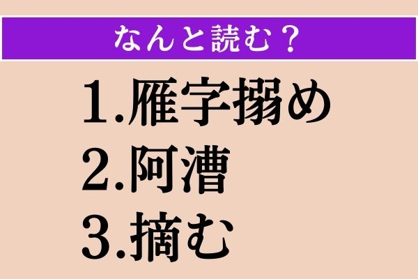 【難読漢字】「雁字搦め」「阿漕」「摘む」読める？