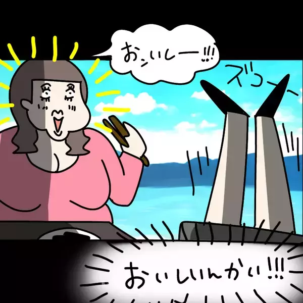 「【漫画】まったく手伝わない（怒）カチカチに焼けた肉をやった！【非常識な女がウチにきた Vol.20】」の画像