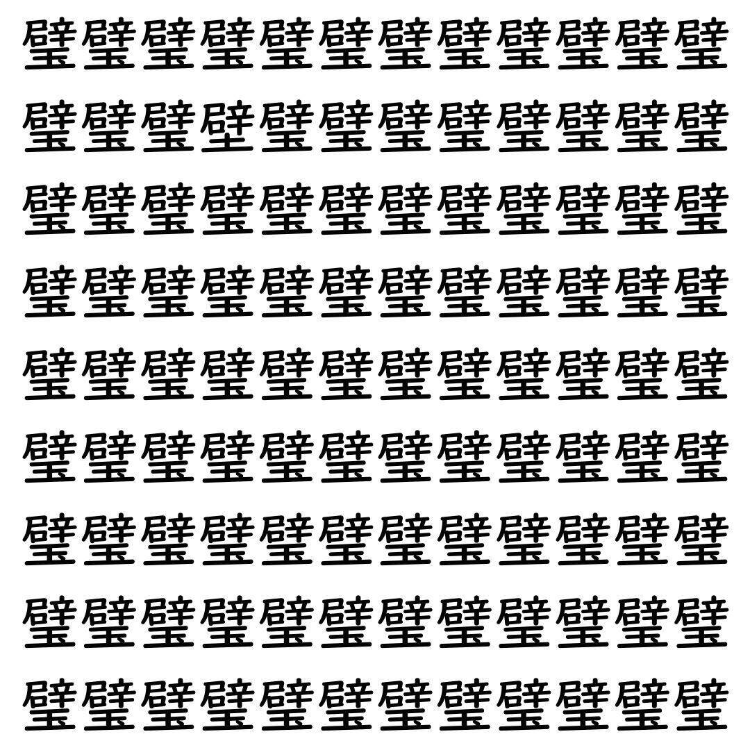 【漢字探し】ずらっと並んだ「璧」の中にまぎれた別の漢字一文字は？