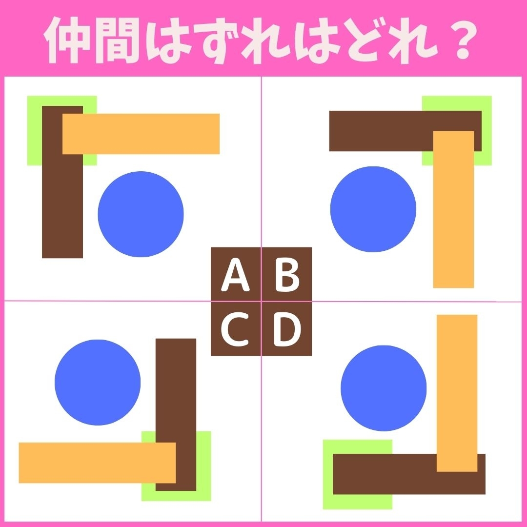 【仲間はずれの図形はどれ？】4つの図形のうち、他と異なるものを1つ見つけてください＜Vol.7＞