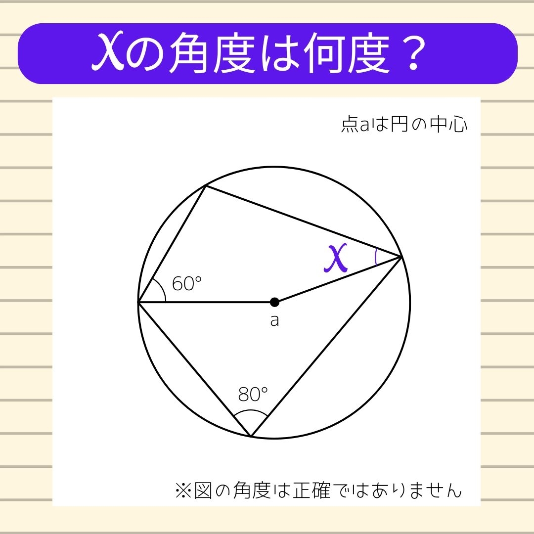 【角度当てクイズ Vol.947】xの角度は何度？
