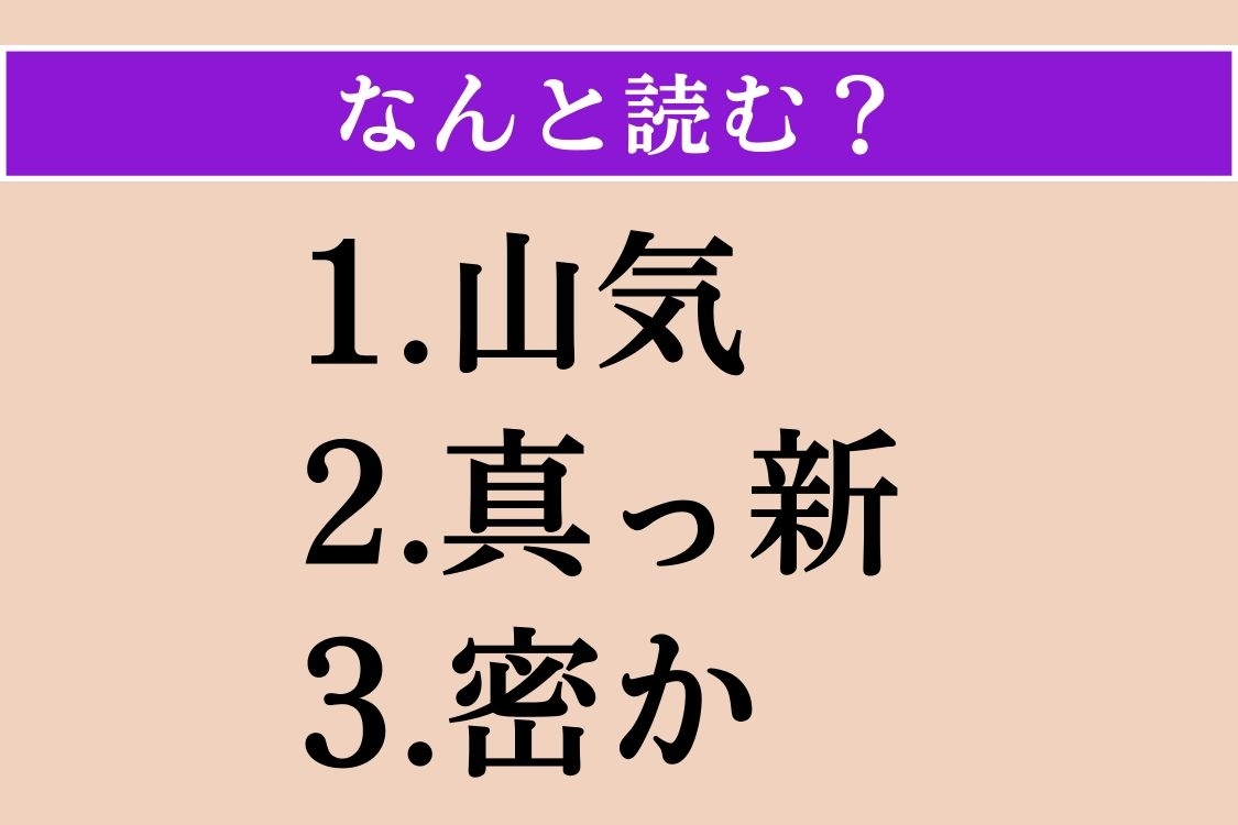 【難読漢字】「山気」「真っ新」「密か」読める？