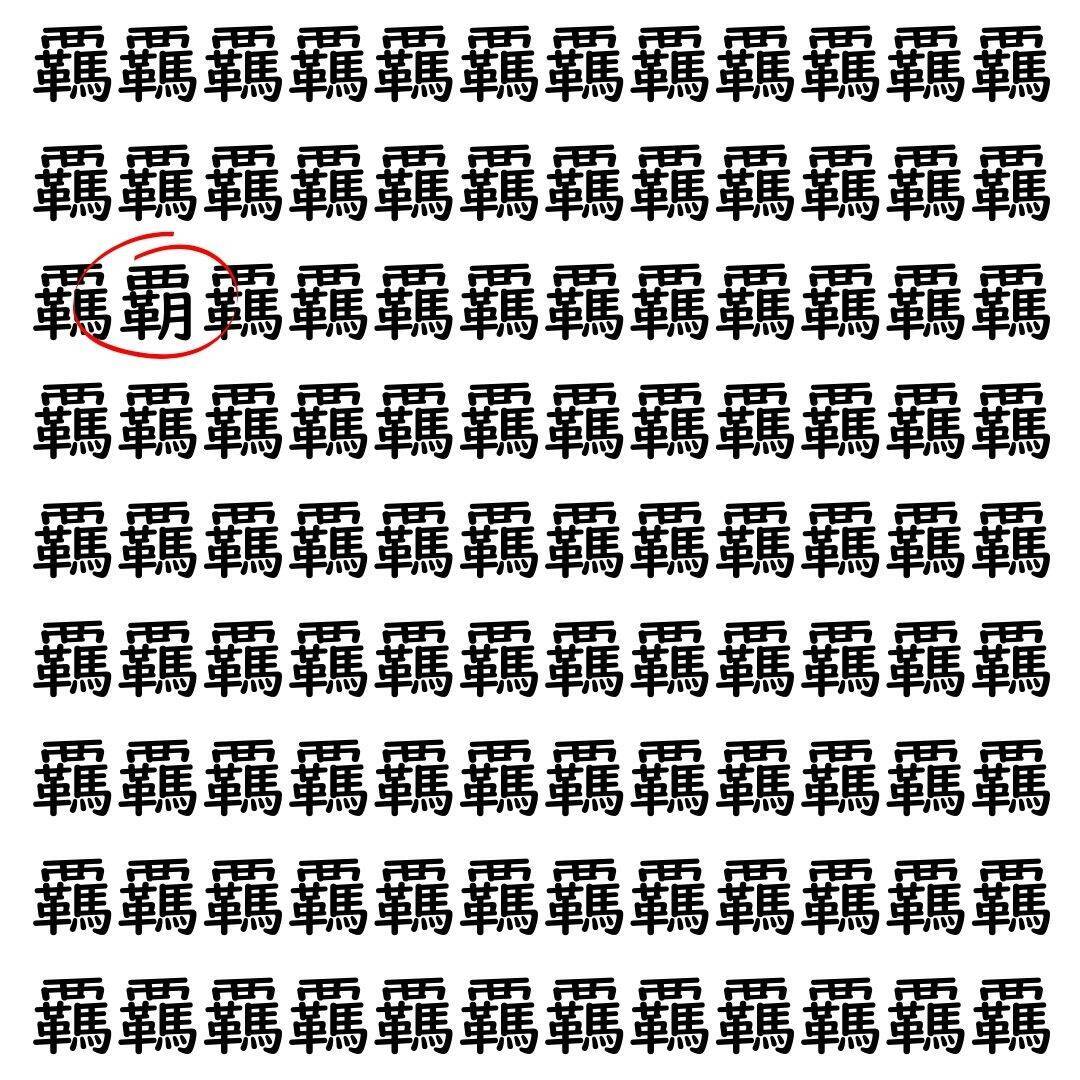 【漢字探し】ずらっと並んだ「覊」の中にまぎれた別の漢字一文字は？