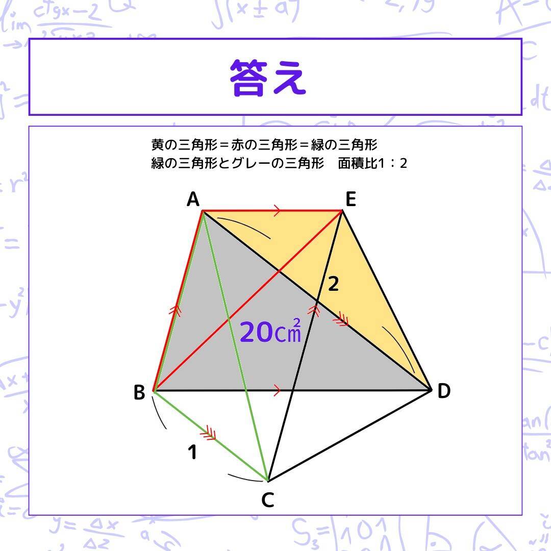 【図形問題 Vol.1599】グレーの部分の面積を求めよ！＜全3問＞