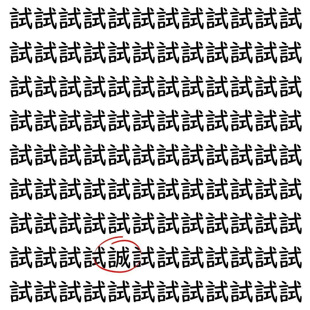 【漢字探し】ずらっと並んだ「試」の中にまぎれた別の漢字一文字は？