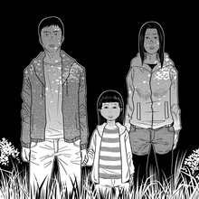 【漫画】キャンプ場でなぜか場所の悪い草むらに立ち尽くす家族(1)　【もーっと怖い話 Vol.20】