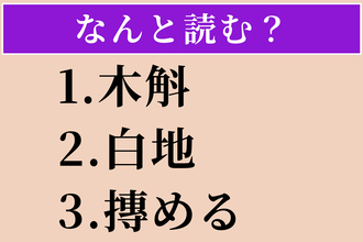 【難読漢字】「木斛」「白地」「摶める」読める？