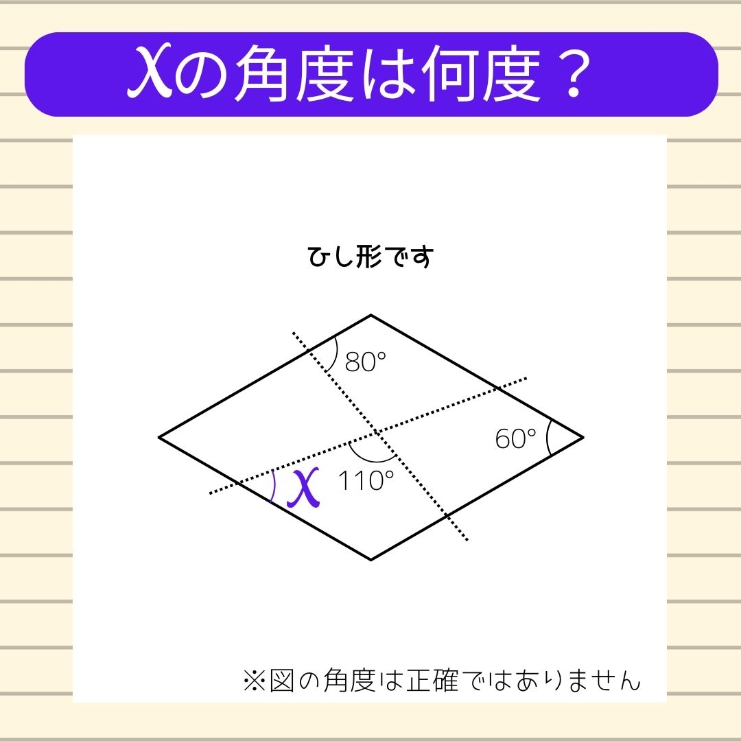 【角度当てクイズ Vol.2266】xの角度は何度？