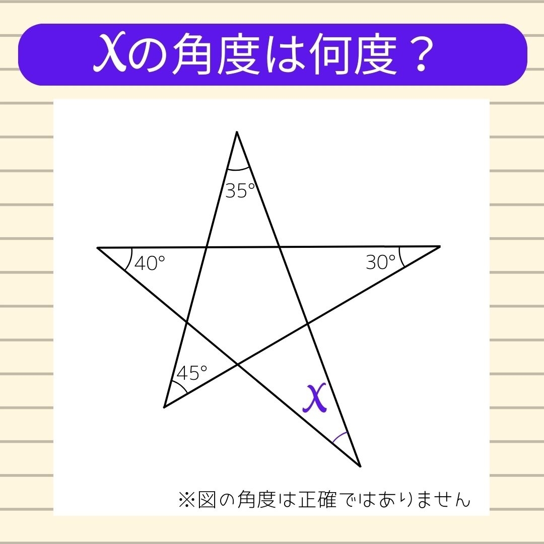 【角度当てクイズ Vol.306】xの角度は何度？