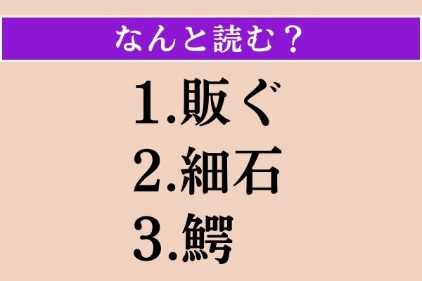 【難読漢字】「販ぐ」「細石」「鰐」読める？