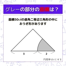 【図形問題】グレーの部分の面積を求めよ！＜Vol.1634＞