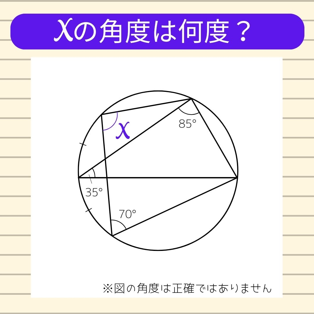 【角度当てクイズ Vol.1590】xの角度は何度？
