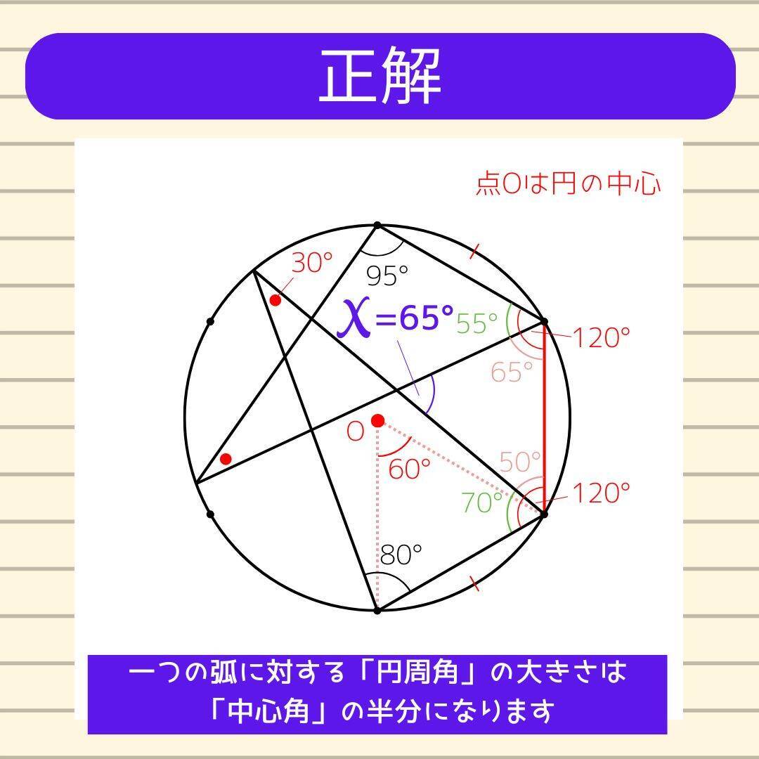 【角度当てクイズ Vol.2070】xの角度は何度？