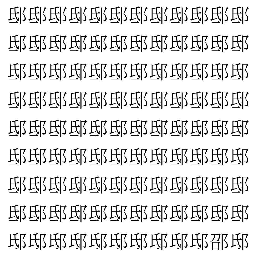 【漢字探し】ずらっと並んだ「邸」の中にまぎれた別の漢字一文字は？