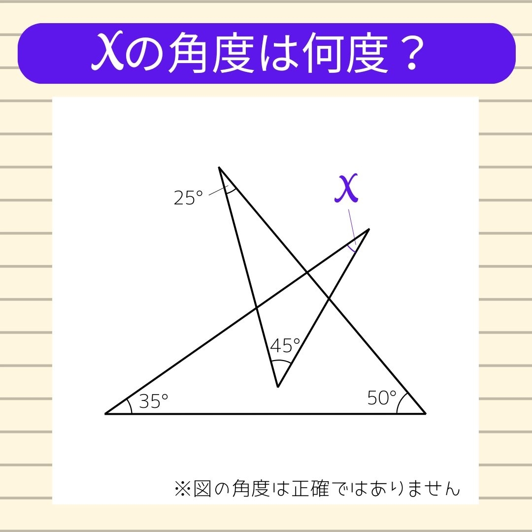 【角度当てクイズ Vol.1668】xの角度は何度？