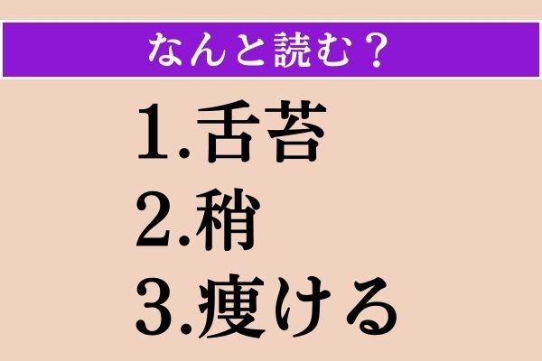 【難読漢字】「舌苔」「稍」「痩ける」読める？