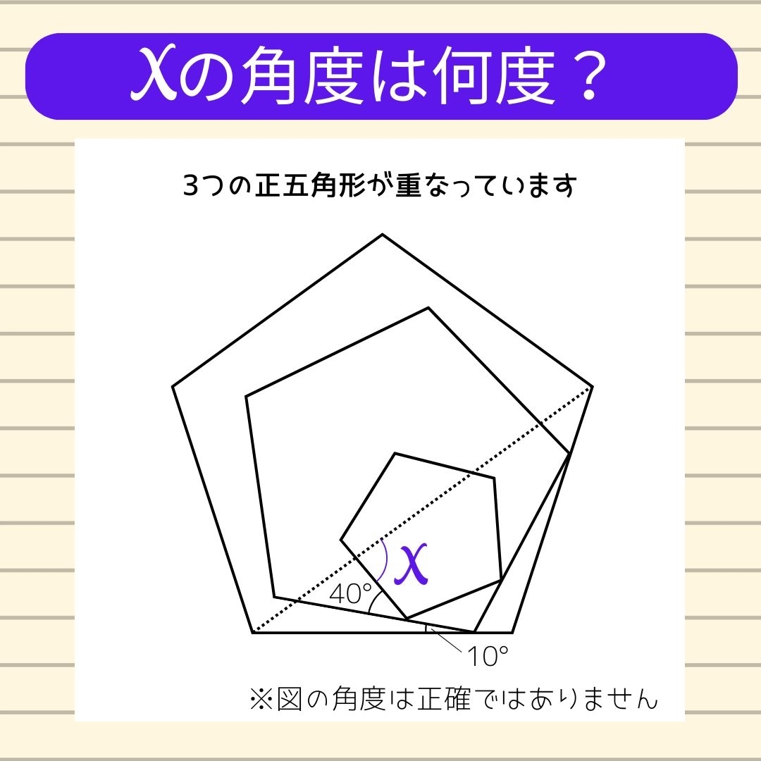 【角度当てクイズ Vol.1322】xの角度は何度？