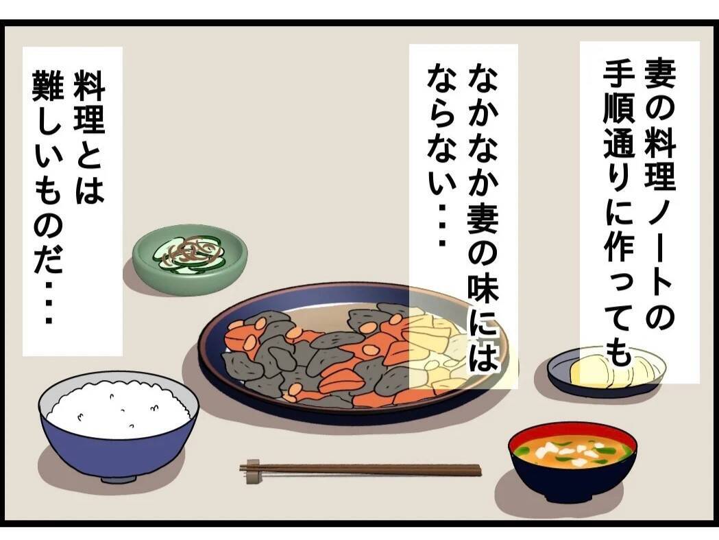 「おいしい」と言ってくれるやさしさに胸がいっぱい　病の妻のために台所に立つ72歳夫【漫画】
