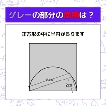 【図形問題】グレーの部分の面積を求めよ！＜Vol.1624＞