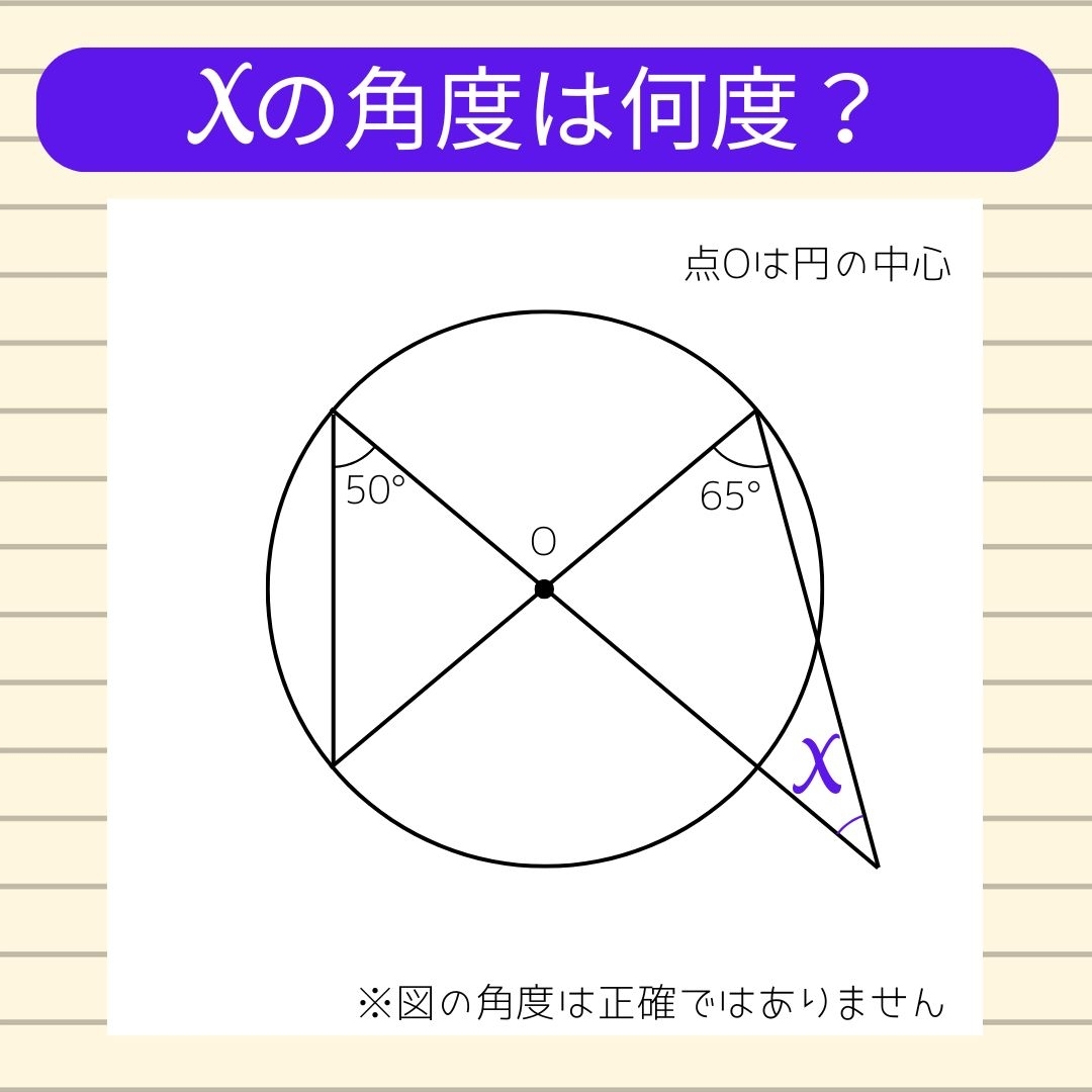 【角度当てクイズ Vol.1340】xの角度は何度？