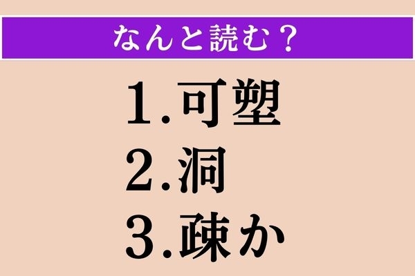 【難読漢字】「可塑」「洞」「疎か」読める？