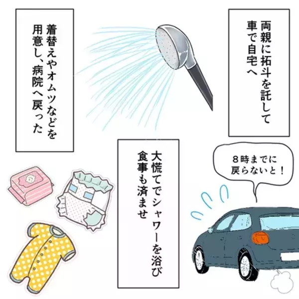 「1歳の子どもの付き添いの夜、簡易ベッドで過ごす不安な時間」の画像