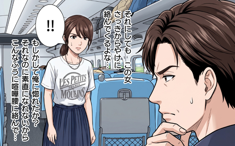 「もしかして俺に惚れたか？」新幹線で俺に絡んでくる前の席の女…これは恋の予兆!?の画像