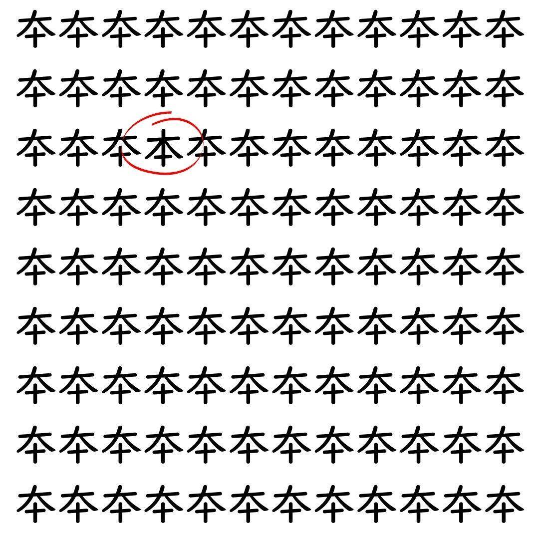 【漢字探し】ずらっと並んだ「夲」の中にまぎれた別の漢字一文字は？