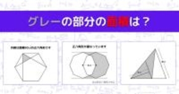 【図形問題 Vol.1625】グレーの部分の面積を求めよ！＜全3問＞