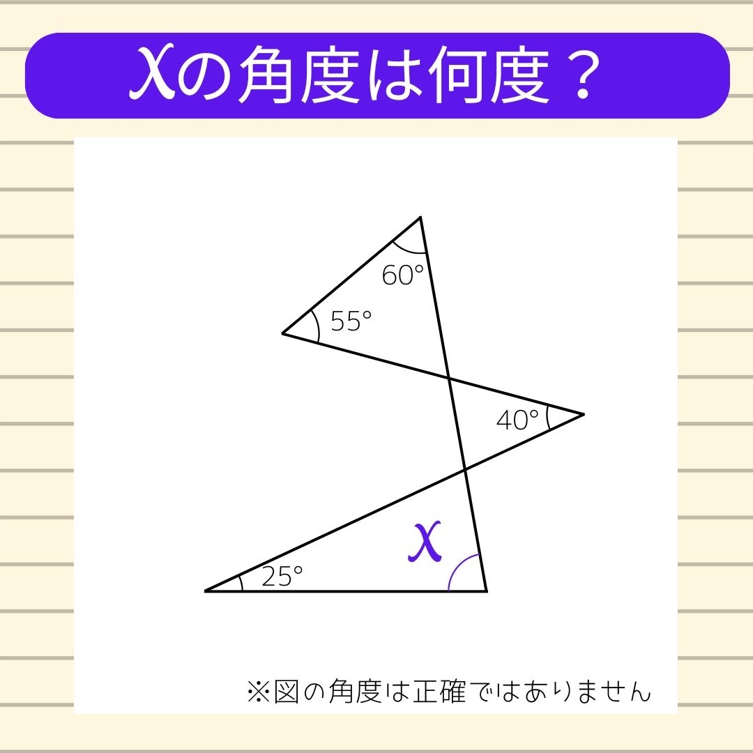 【角度当てクイズ Vol.753】xの角度は何度？