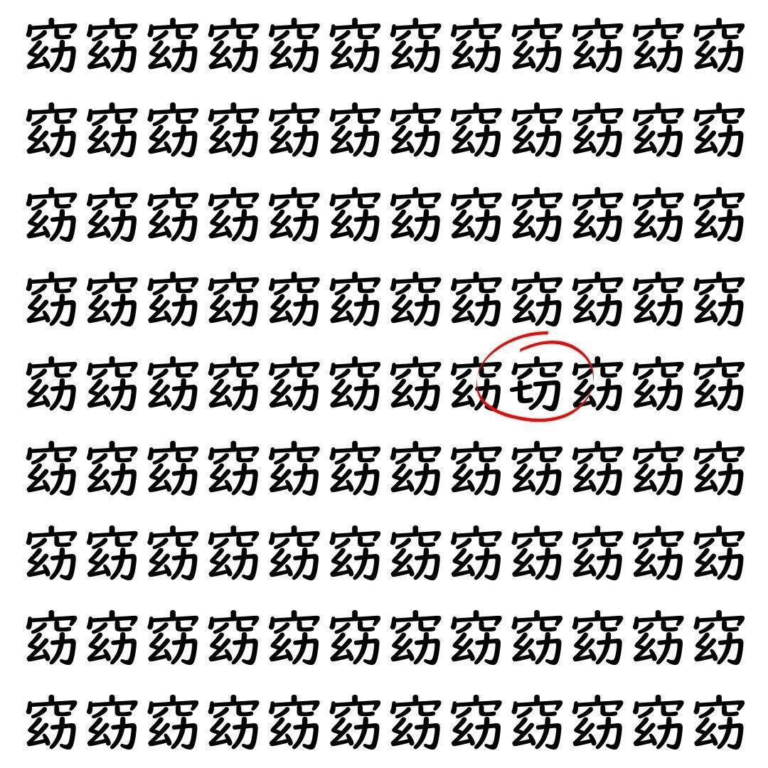 【漢字探し】ずらっと並んだ「窈」の中にまぎれた別の漢字一文字は？
