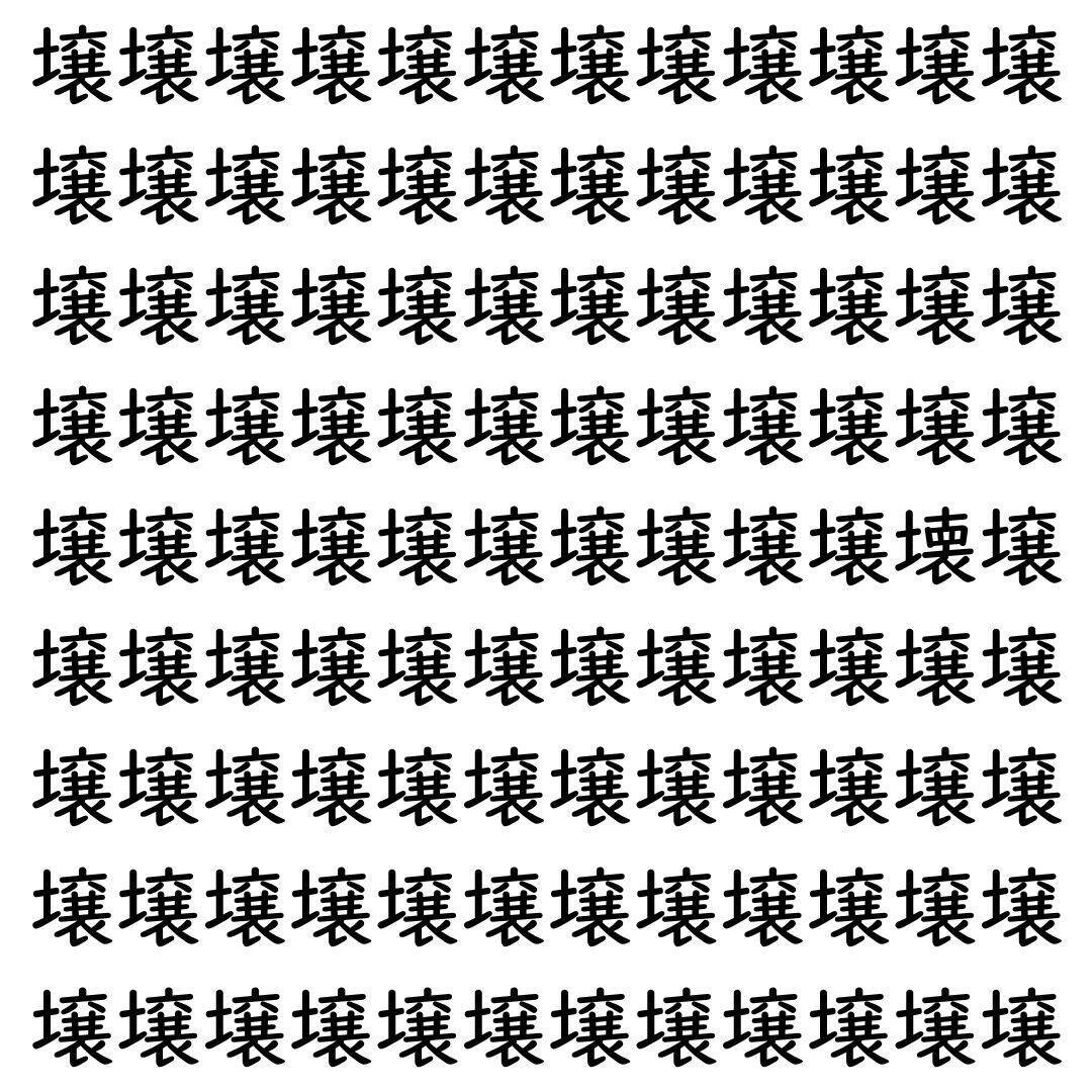 【漢字探し】ずらっと並んだ「壌」の中にまぎれた別の漢字一文字は？