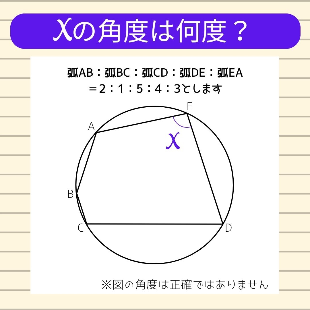 【角度当てクイズ Vol.1516】xの角度は何度？
